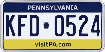PA license plate KFD0524