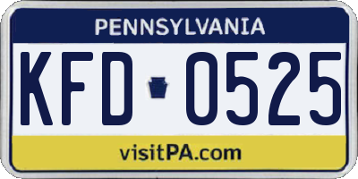 PA license plate KFD0525