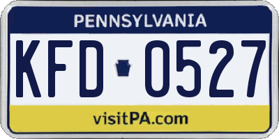 PA license plate KFD0527