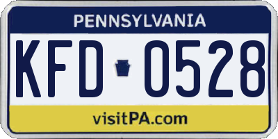 PA license plate KFD0528