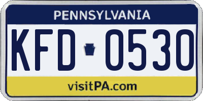 PA license plate KFD0530