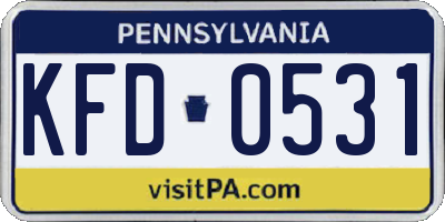 PA license plate KFD0531