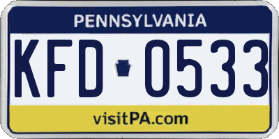 PA license plate KFD0533