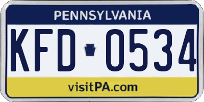 PA license plate KFD0534