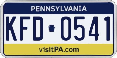 PA license plate KFD0541