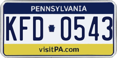 PA license plate KFD0543