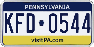 PA license plate KFD0544