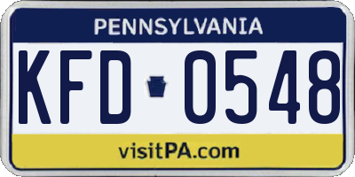 PA license plate KFD0548