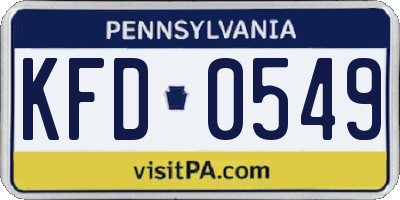 PA license plate KFD0549