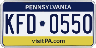 PA license plate KFD0550