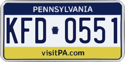 PA license plate KFD0551
