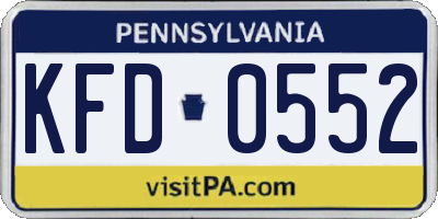 PA license plate KFD0552
