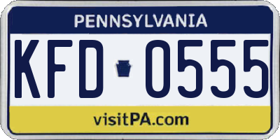 PA license plate KFD0555