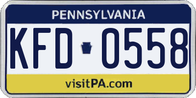 PA license plate KFD0558