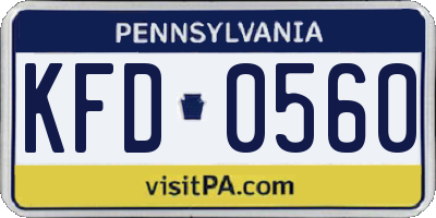 PA license plate KFD0560