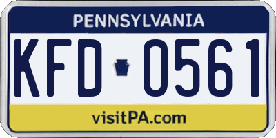 PA license plate KFD0561