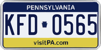 PA license plate KFD0565