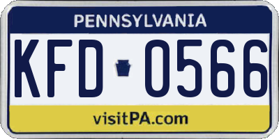PA license plate KFD0566