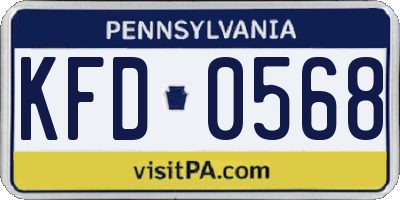 PA license plate KFD0568
