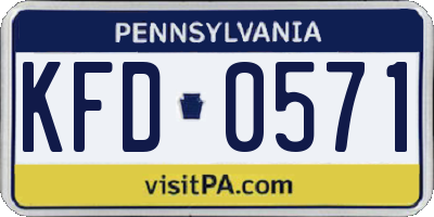 PA license plate KFD0571