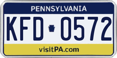 PA license plate KFD0572