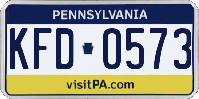 PA license plate KFD0573