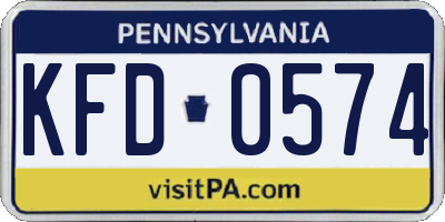 PA license plate KFD0574