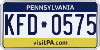 PA license plate KFD0575