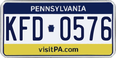 PA license plate KFD0576
