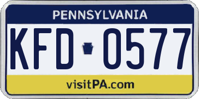 PA license plate KFD0577