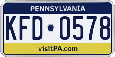 PA license plate KFD0578