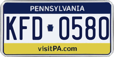 PA license plate KFD0580