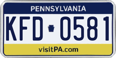 PA license plate KFD0581