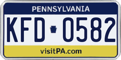 PA license plate KFD0582