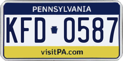 PA license plate KFD0587