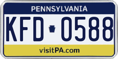 PA license plate KFD0588
