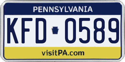 PA license plate KFD0589
