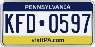 PA license plate KFD0597