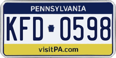 PA license plate KFD0598