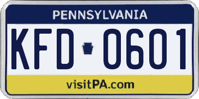 PA license plate KFD0601
