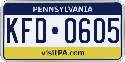 PA license plate KFD0605