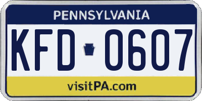 PA license plate KFD0607