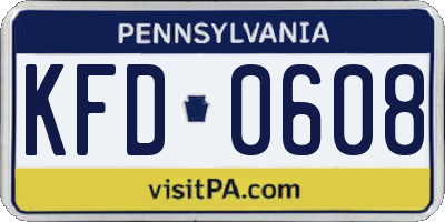 PA license plate KFD0608