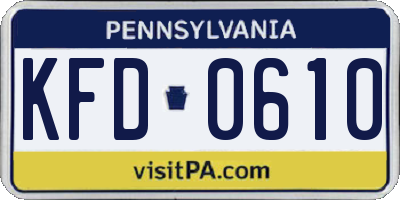 PA license plate KFD0610