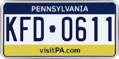 PA license plate KFD0611