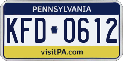 PA license plate KFD0612