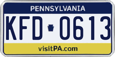 PA license plate KFD0613