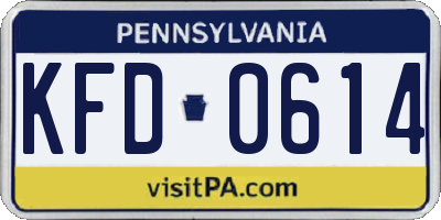 PA license plate KFD0614
