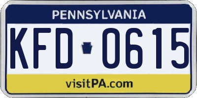 PA license plate KFD0615