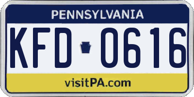 PA license plate KFD0616